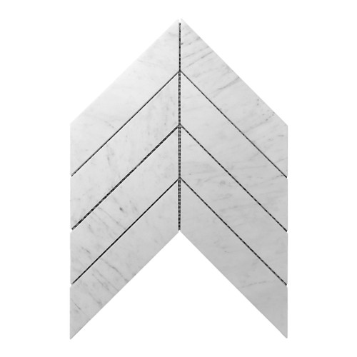Carrara White 2" x 8" Chevron Mosaic