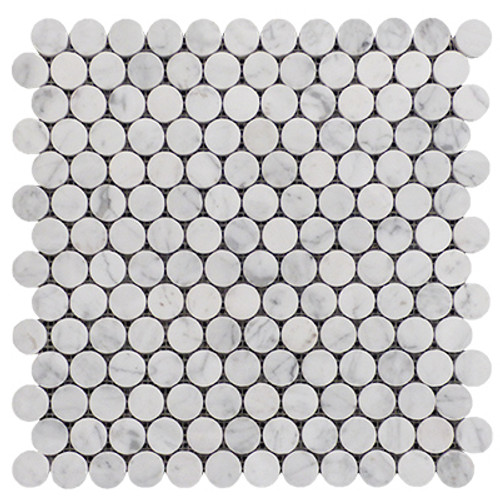 Carrara White Penny Round Mosaic