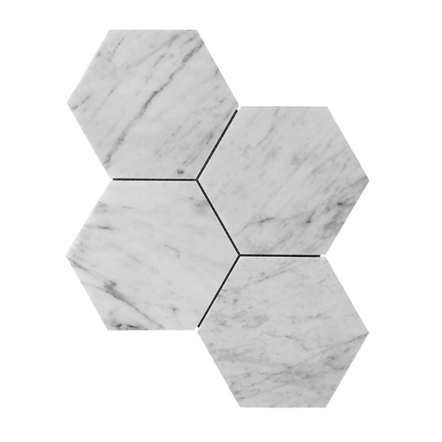 Carrara White 7" Hexagon Mosaic