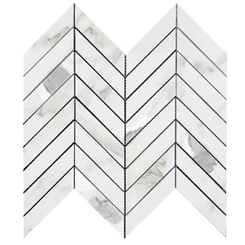 Calacatta Gold 1" x 4" Chevron Mosaic