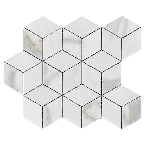 Calacatta Gold Rhombus 3D Cube Diamond Mosaic