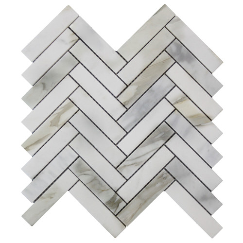 Calacatta Gold 1" x 4" Herringbone Mosaic