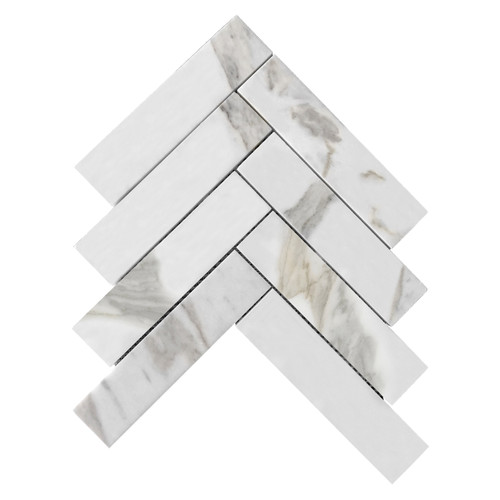 Calacatta Gold 2" x 8" Herringbone Mosaic